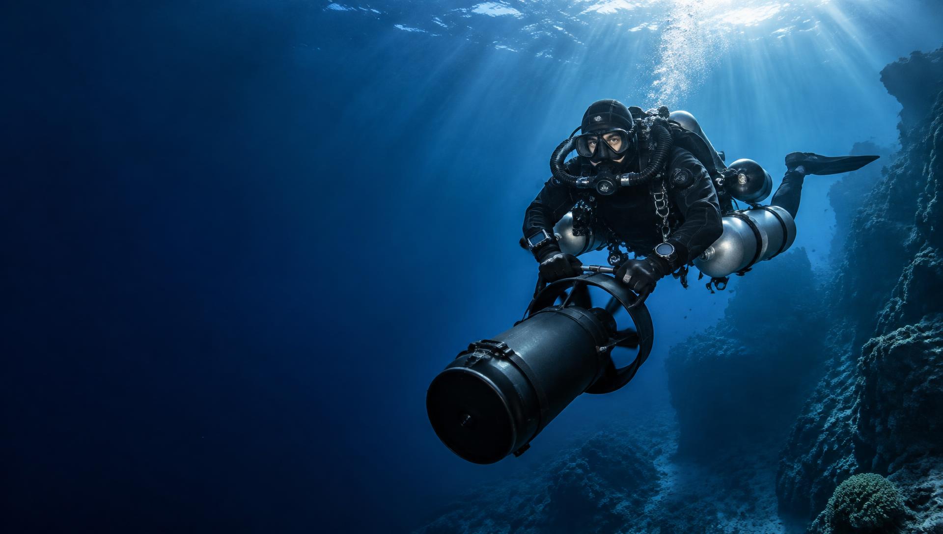 Technical diver training underwater